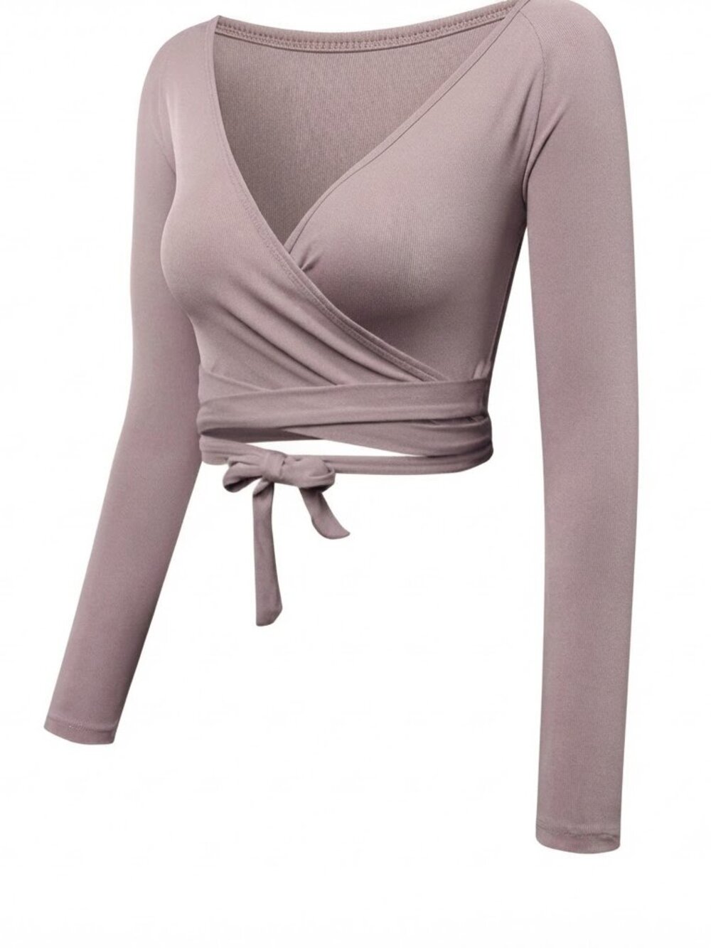 Wrap Front Taupe Tan Crop Top from Shein in size Small